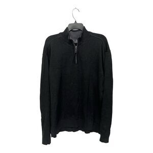 Oscar de la Renta | Mens Dark Gray  1/4 Zip Pullover Knit Sweater Black Size XXL